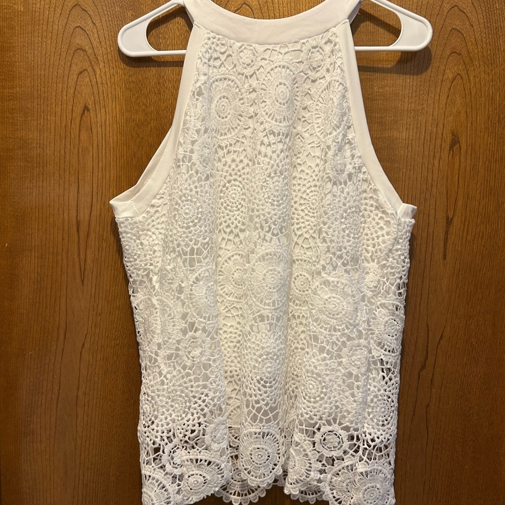 Elegant White Lace Halter Top